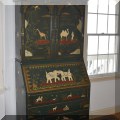 F16. Sarreid, Ltd. double bonnet secretary with Persian-style decoration. 78"h x 34"w x 18"d 